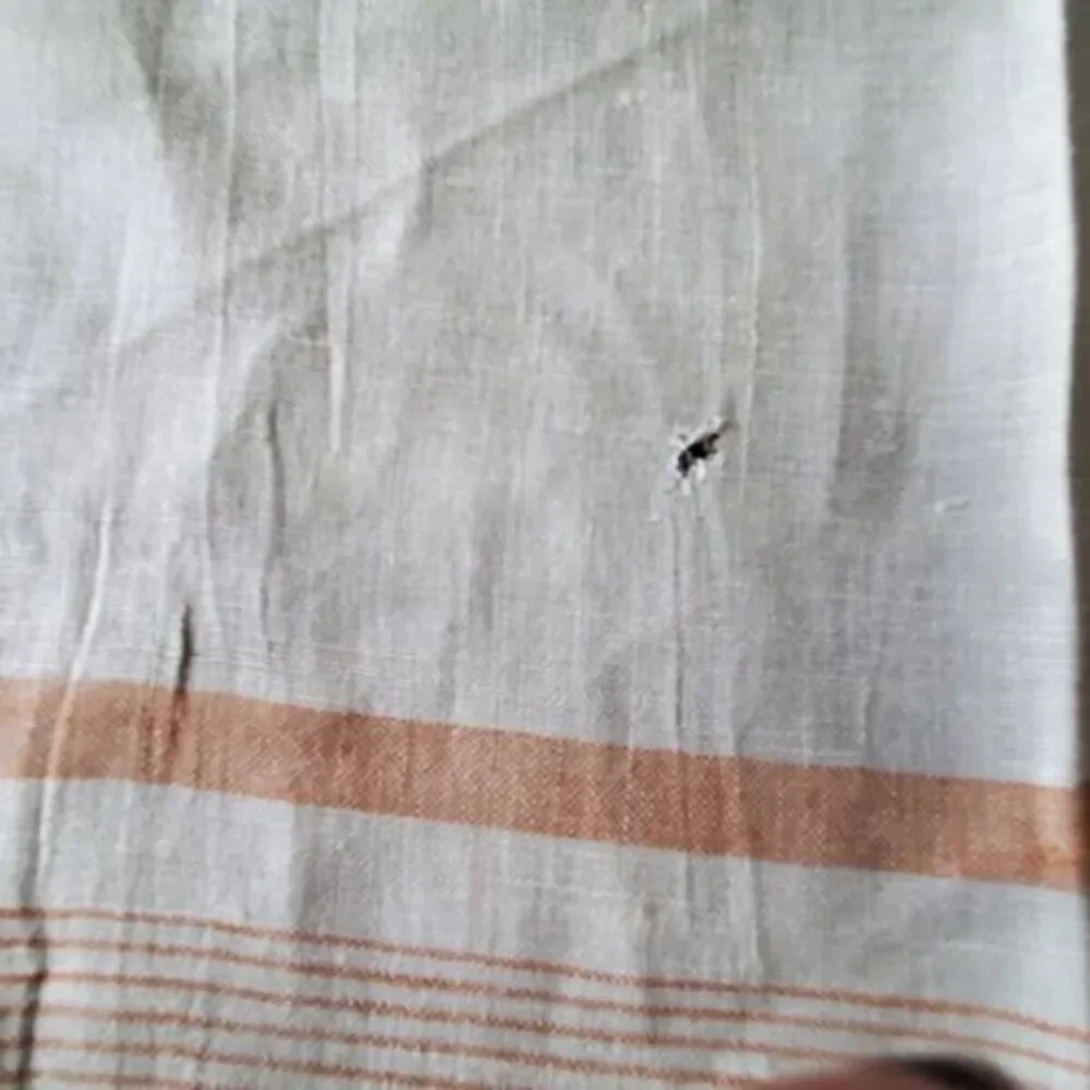 Vintage Cream Brown Plaid Tablecloth 44x42 Farmhouse Rustic Small Table Cloth